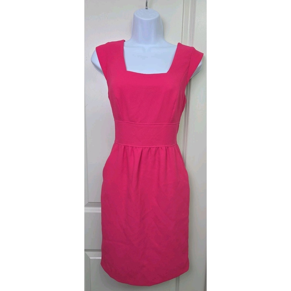 Yoana Baraschi Dress Hot Pink Cocktail Sleeveless Square Neck Gathers ~ Size 2